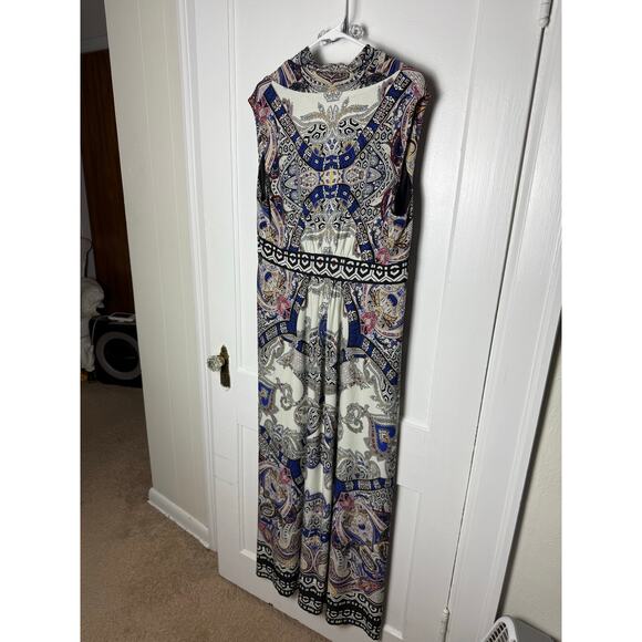 CHICOS Pleated Promising Paisley Jasmina Maxi Dress Sleeveless V Neck XL - Picture 5 of 9